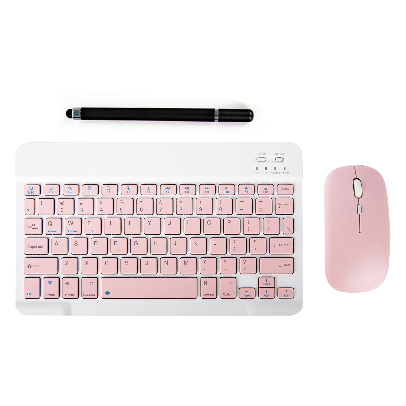 Urao Wireless Bluetooth Keyboard Mouse Touch pen For PC Laptop iPad Tablet Pink