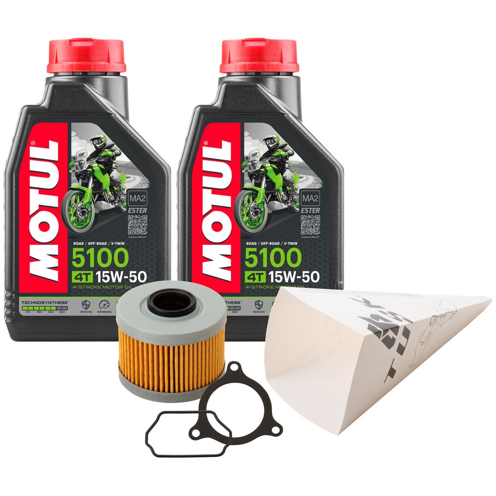 Tusk 4-Stroke Oil Change Kit Motul 5100 Synthetic 15W-50 For Royal Enfield