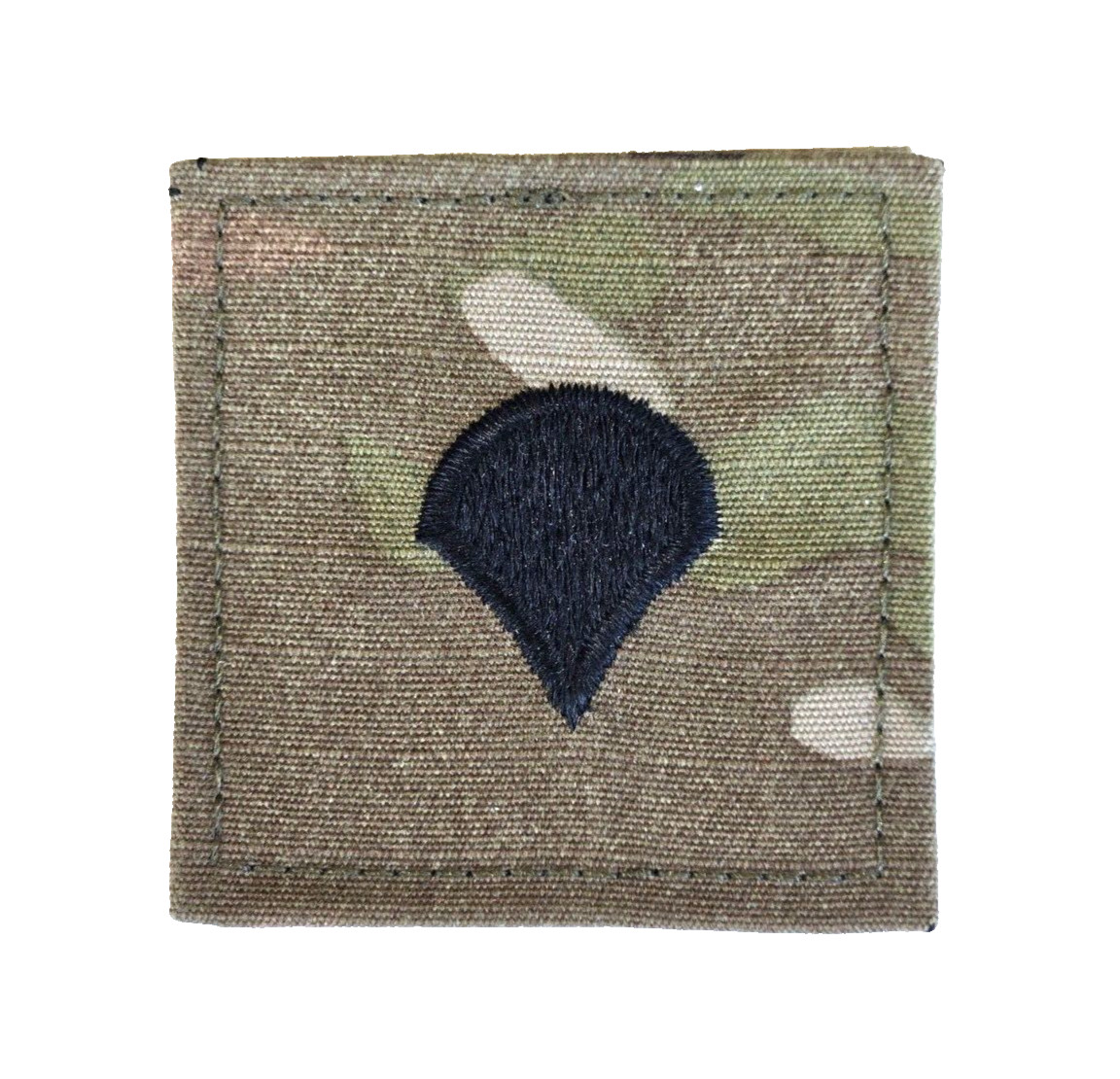 US Army OCP Camo 2" x 2" Hook-Back Fastner Specialist E-4 Rank TAB Patch