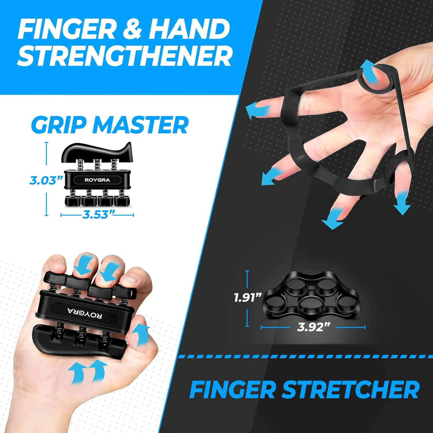 Hand Grip Strengthener, Adjustable Grip Strength Trainer with 4 Exercise Tools -