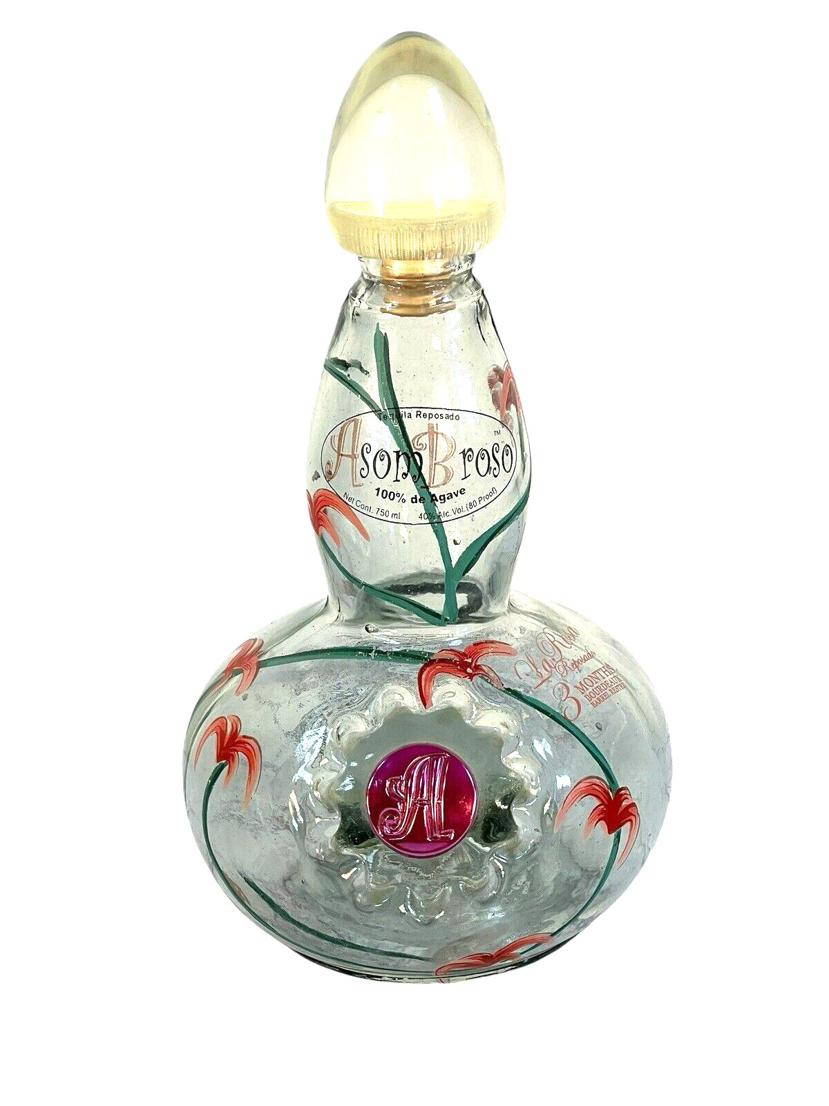 Asombroso hand painted tequila glass bottle bulito limited ed collectable empty
