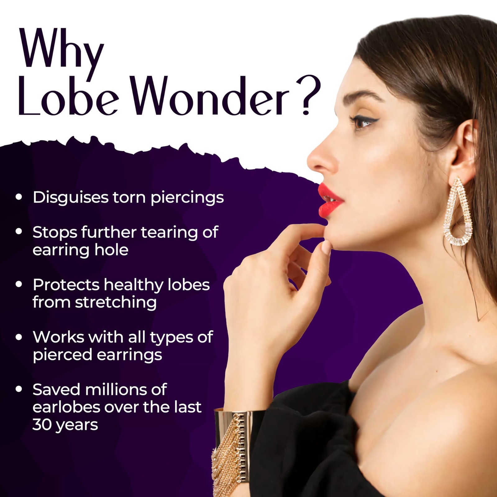Lobe Wonder - The Original Ear Lobe Support Patch For Pierced Ears -