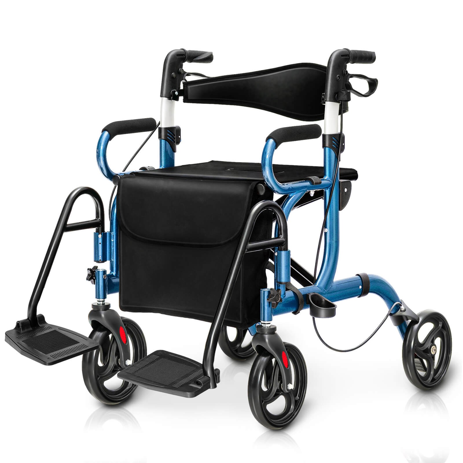 Rollator Walker w/Seat Folding Walker w/8-inch Wheels Supports up to 350lbs