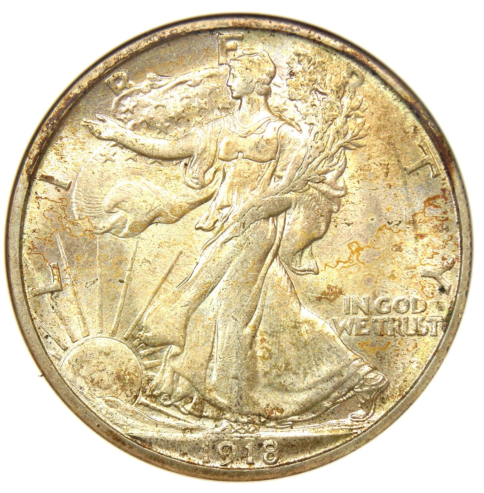 1918-S Walking Liberty Half Dollar 50C Coin - Certified ANACS MS63 (BU UNC)
