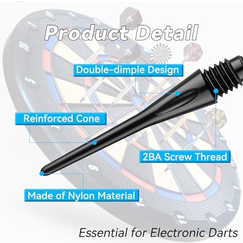 Vastarsky 300 Pack 2BA Thread Plastic Tip Dart Points, Premium Soft Dart Tips