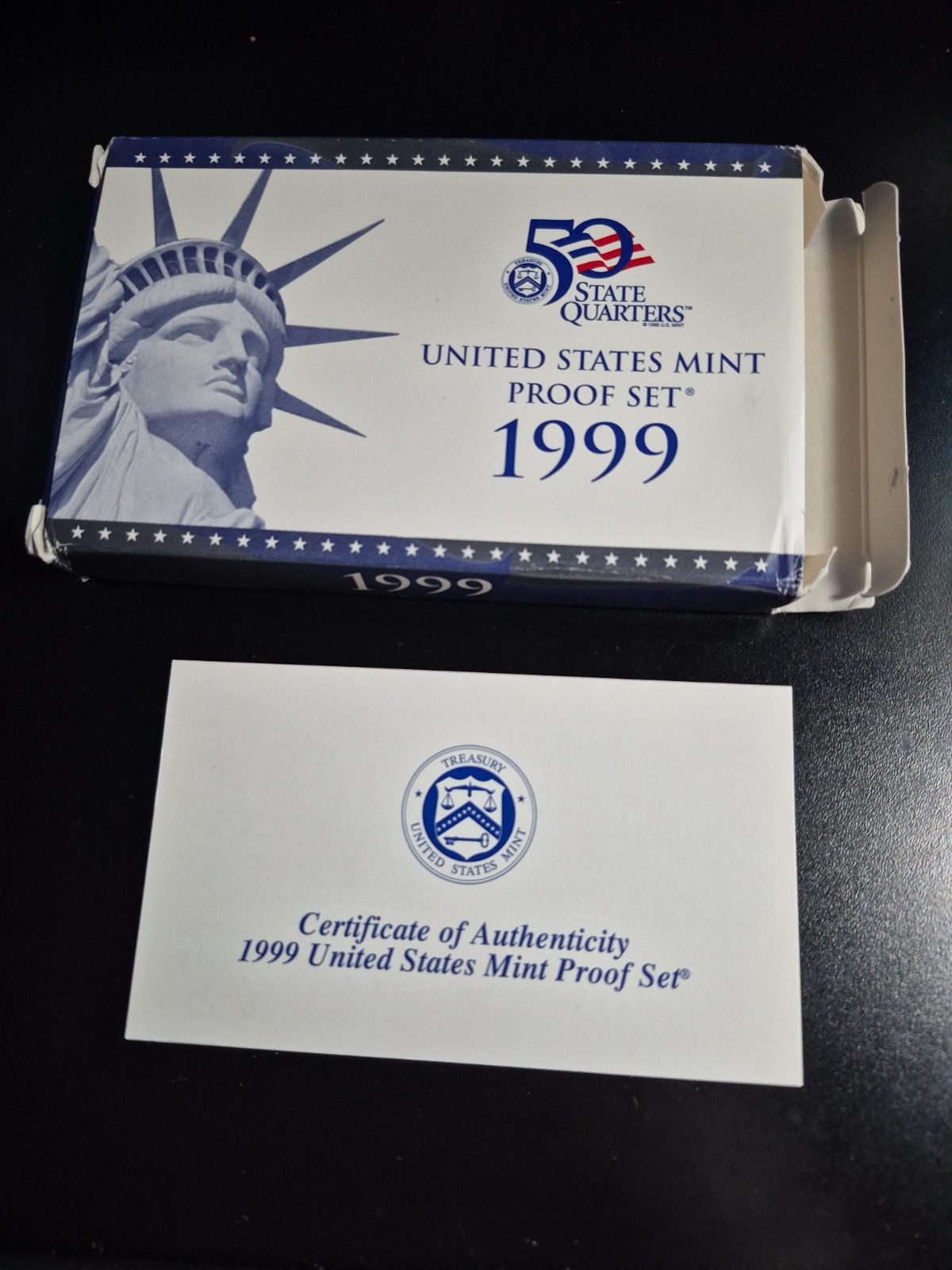 1999 S Clad PROOF Set Original Box US Mint with COA (10 Coin Set) good condition