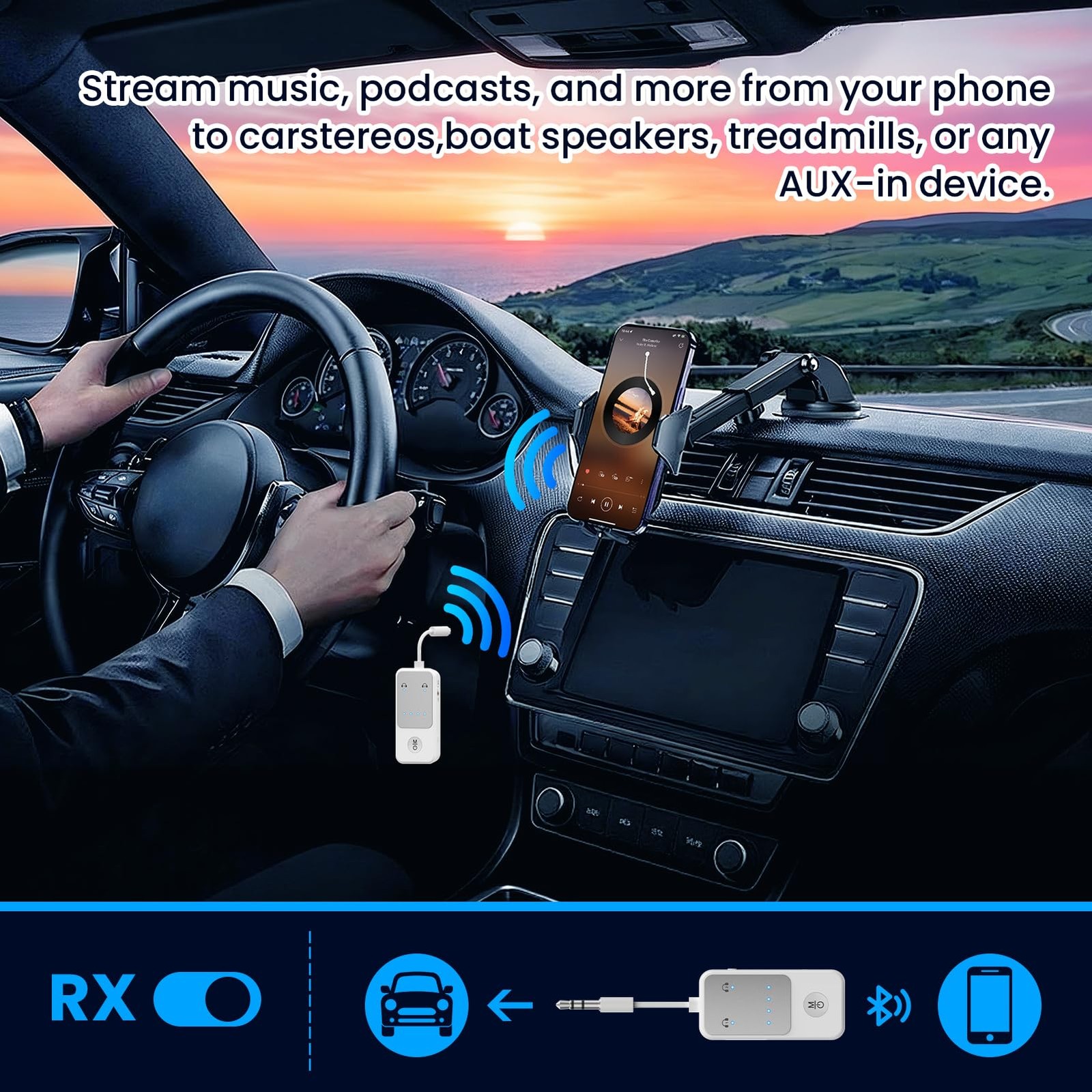 Bluetooth 5.2 Transmitter Receiver, Qualcomm aptX Adaptive Audio Adapter, 2-i...