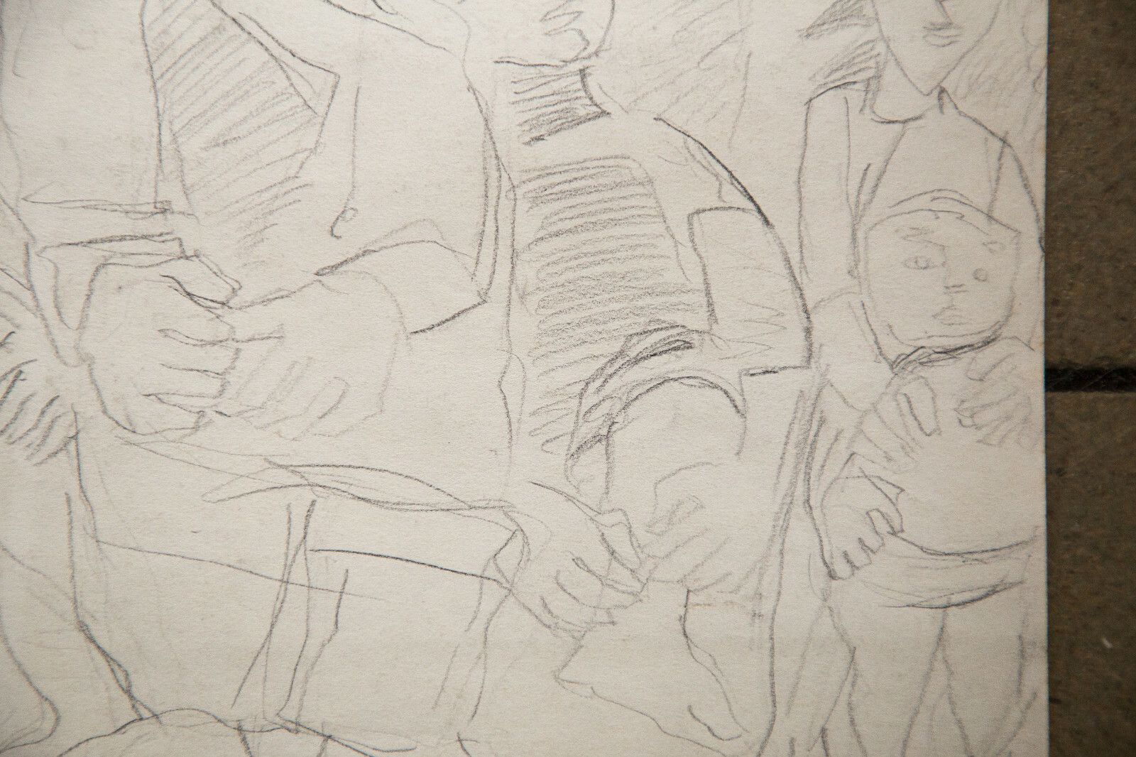 Karl GLATT Pencil Drawing "Mothers with Children" Cubism Switzerland 1970