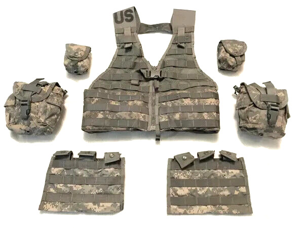 MOLLE II US Army Tactical FLC Vest / Chest Rig QRF Vest w/ 6 Pouches ACU NICE