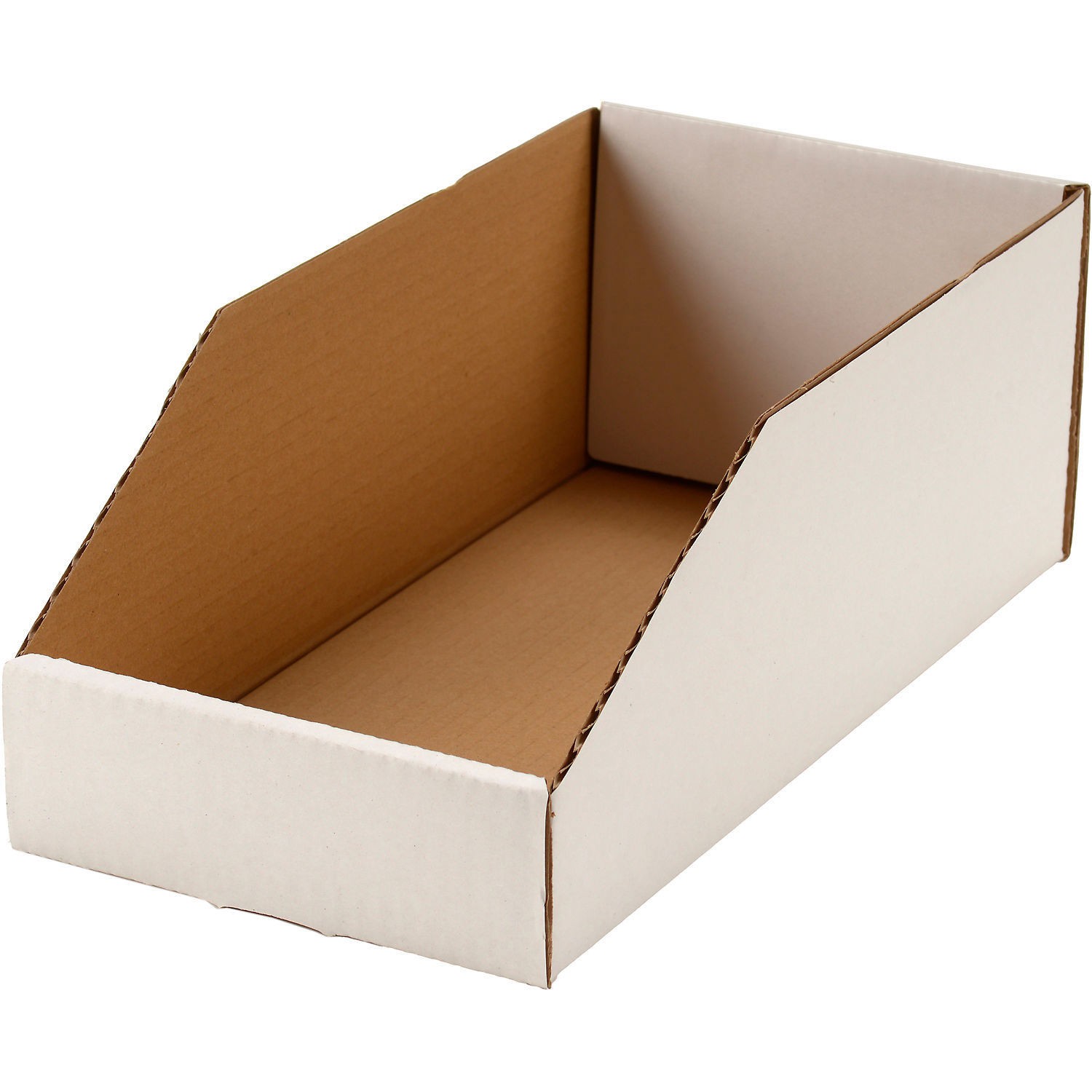 Global Industrial Open Top Corrugated Bin Box 6"W x 12"D x 4-1/2"H White Lot of