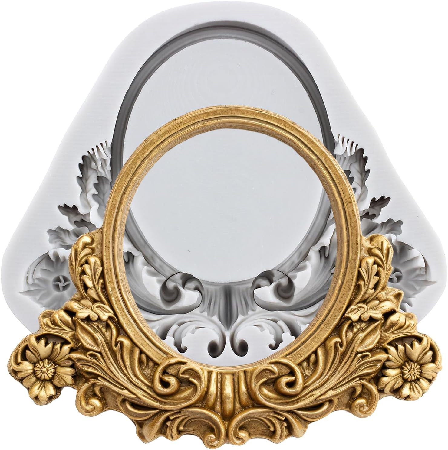 Baroque Lace Mirror Frame Silicone Mold Photo Frame Polymer Clay Molds Picture F