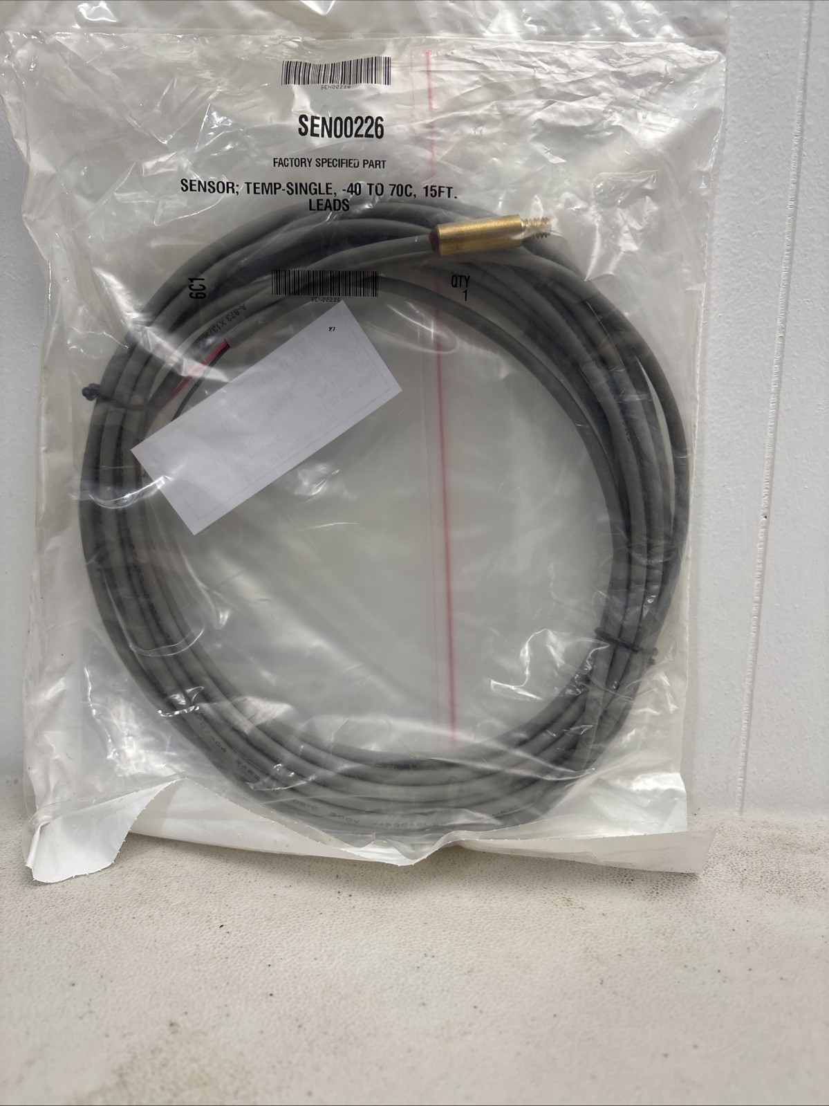 -40/70C Temp Sensor; 15'Leads For Trane Part# SEN0226