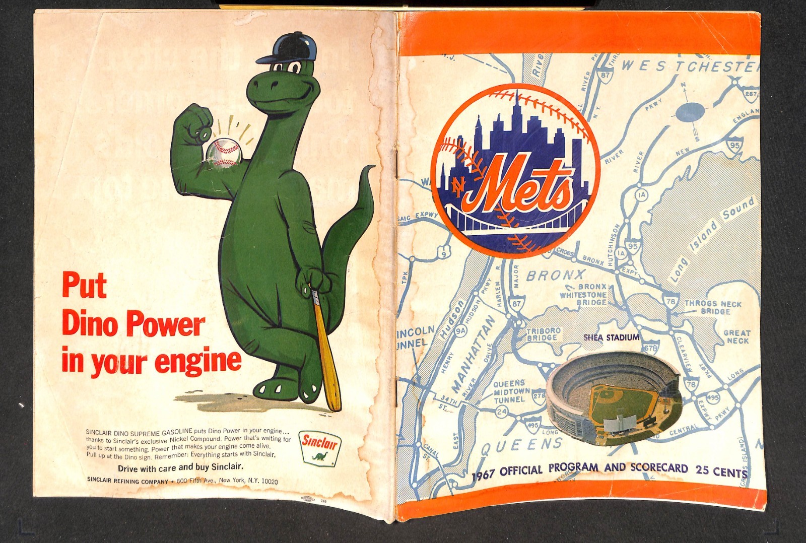 1967 SAN FRANCISCO GIANTS @ NEW YORK METS SCORECARD, SCORED