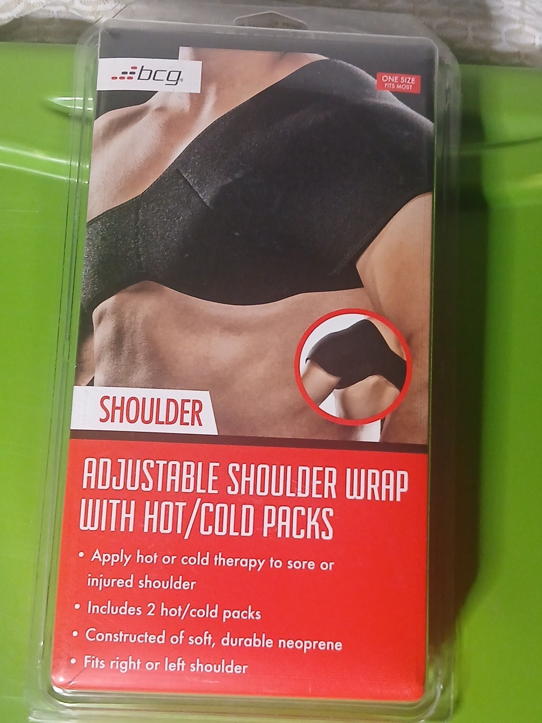 BCG Shoulder Wrap Adjustable 2 Hot/Cold Packs NEW in Package Sealed