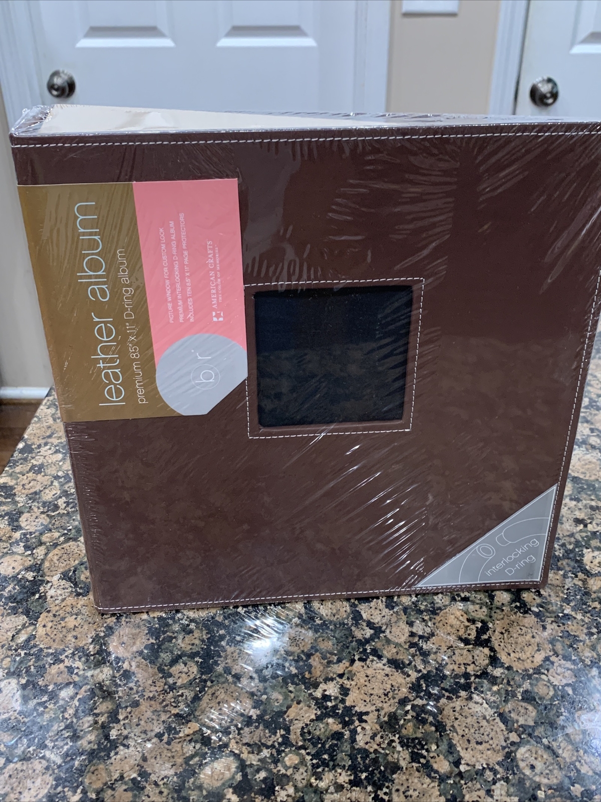 American Crafts Brown Leather Album 8.5 X 11 Scrapbook Photo Picture Window