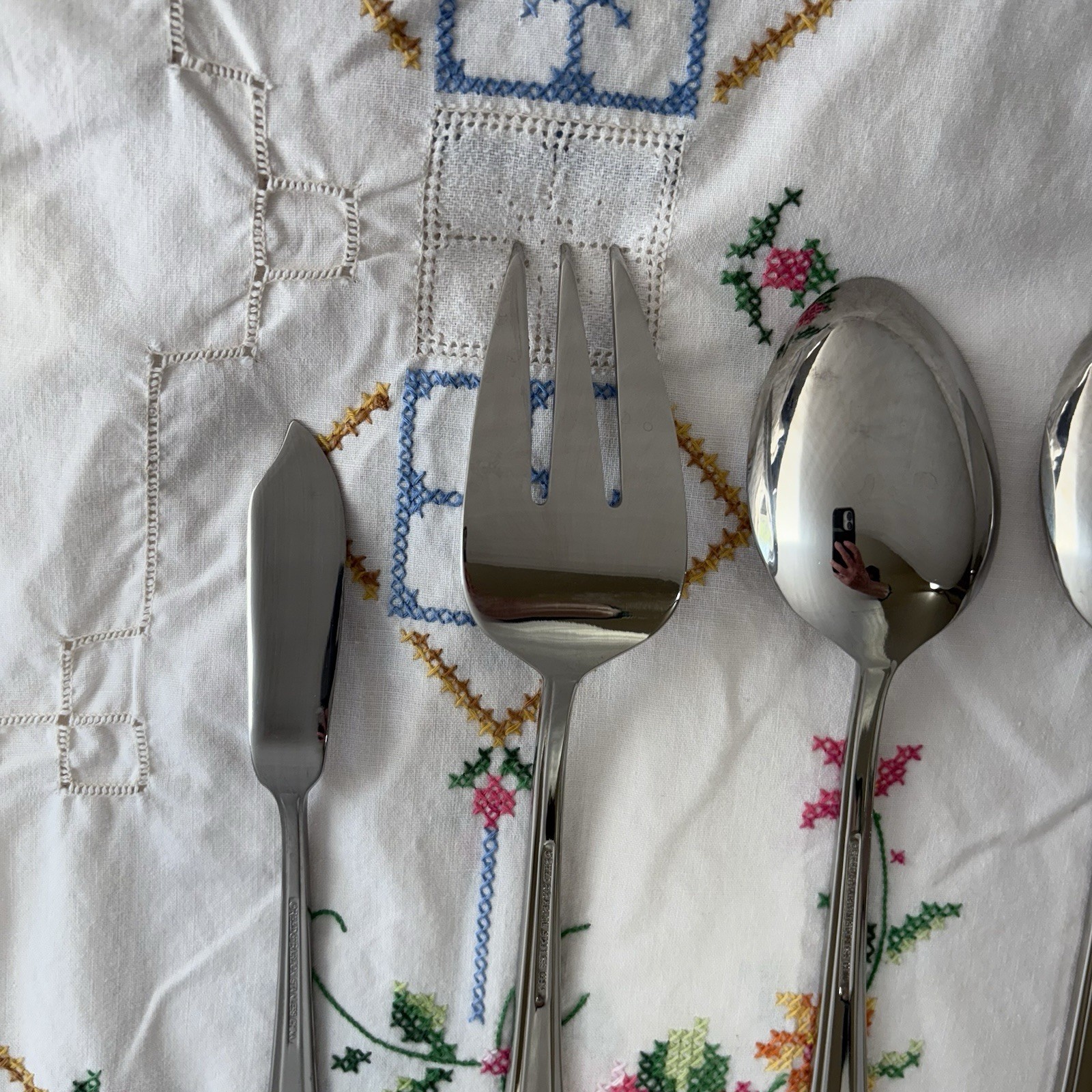 Reed & Barton BOULEVARD Stainless 5pc Hostess Serving Set - Ridges Glossy