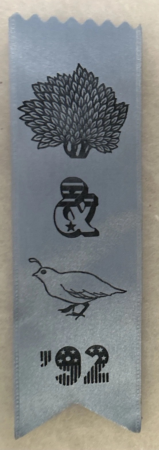 Bush & Quayle’92 rebus political ribbon 6 1/2” x 2”