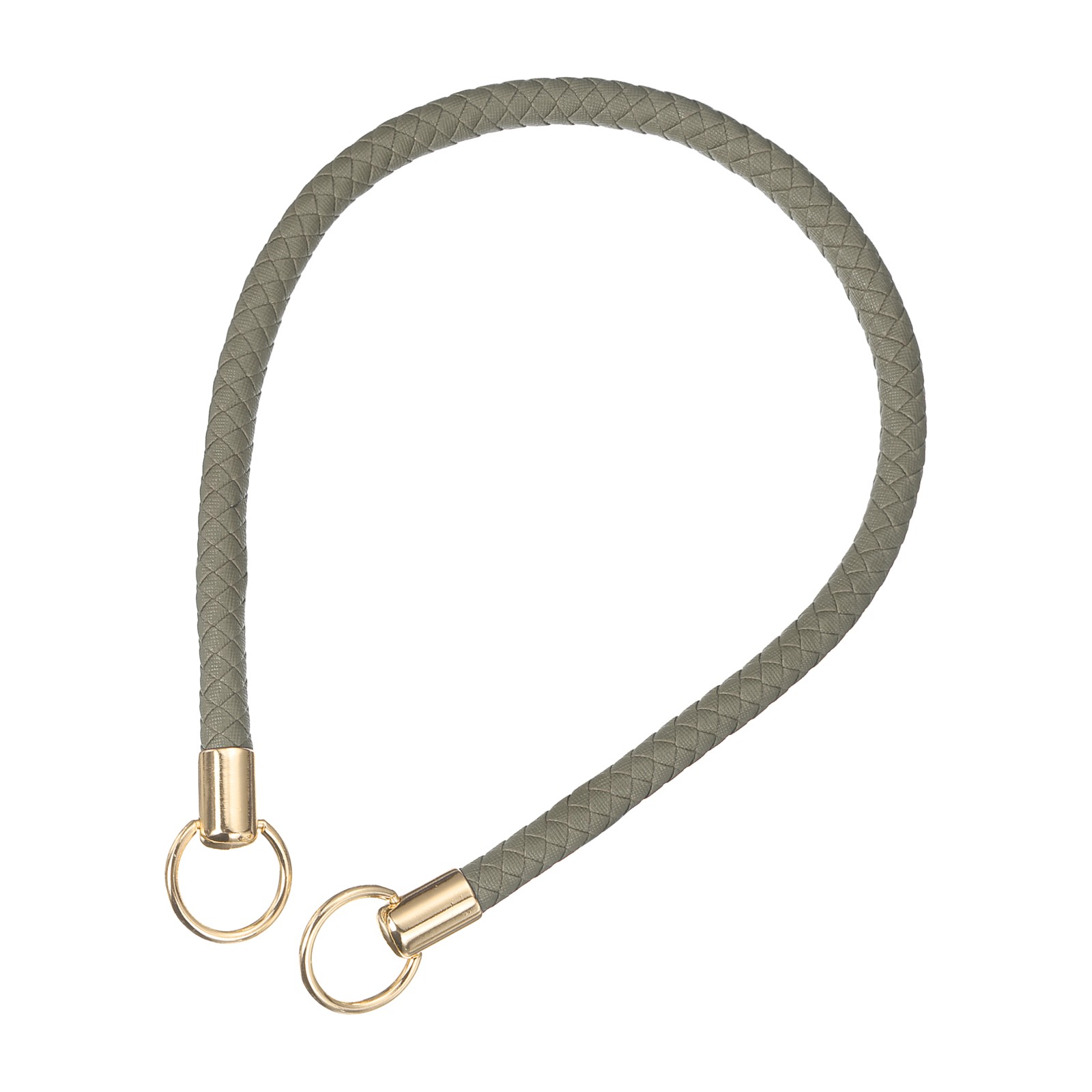Braided Purse Straps, 23.6" Leather Handbag Handle with Ring, Gray