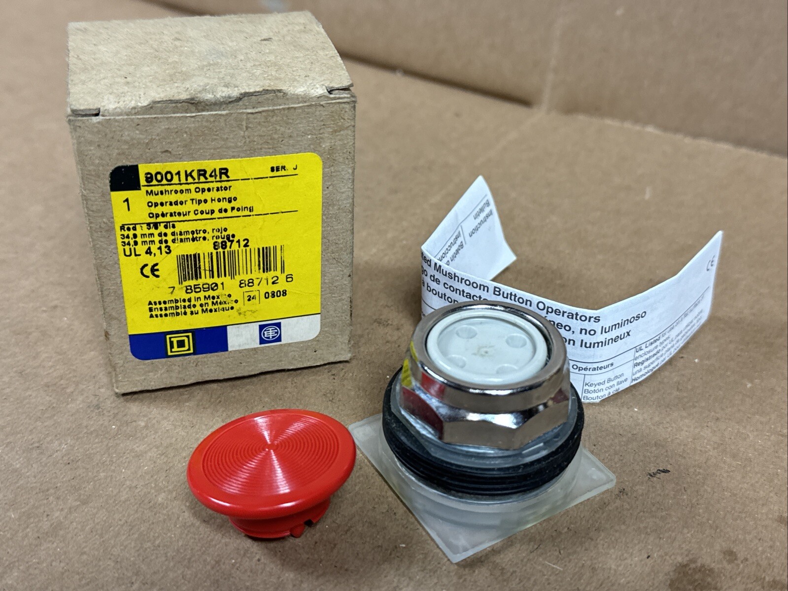 NEW Square D 9001 KR4R Red Mushroom Push Button Operator Series J FAST SHIPPING