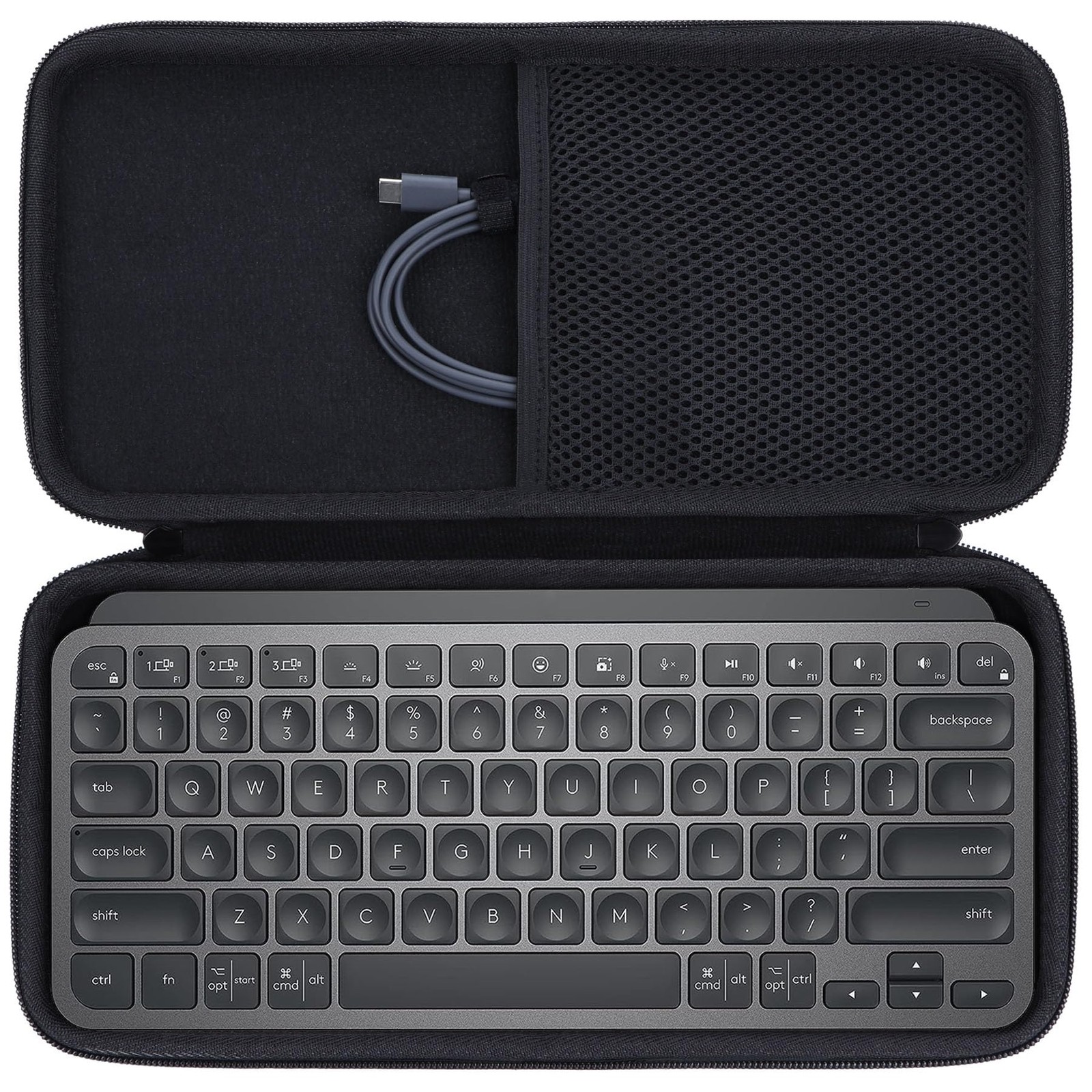Hard Carry Case with Logitech MX Keys Mini Minimalist Illuminated Keyboard (G...