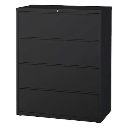 Hirsh 17460 42 In W 4 Drawer Lateral File Cabinet, Black,  A4/Legal/Letter