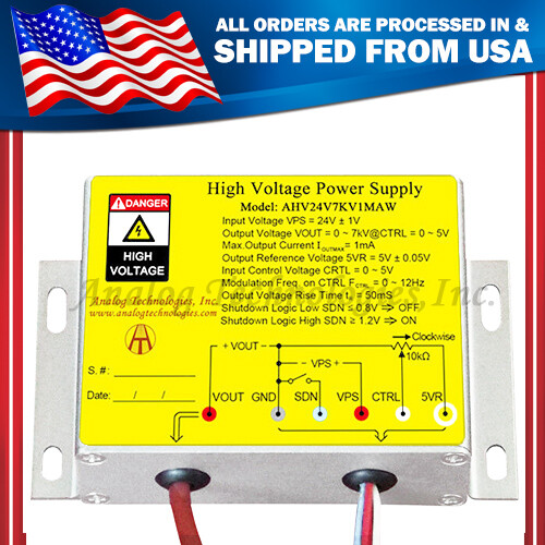 AHV24V7KV1MAW High Voltage DC-DC Power Supply 24VDC Input 7KV 1mA Output