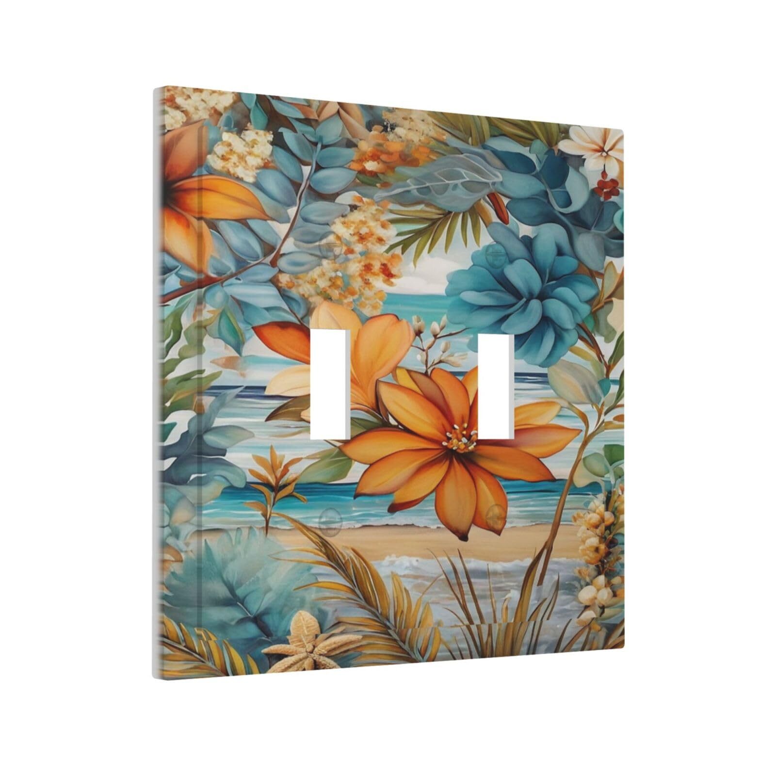 Flowers And Leaves on A Beach with The Ocean Blackground Double Toggle Light ...