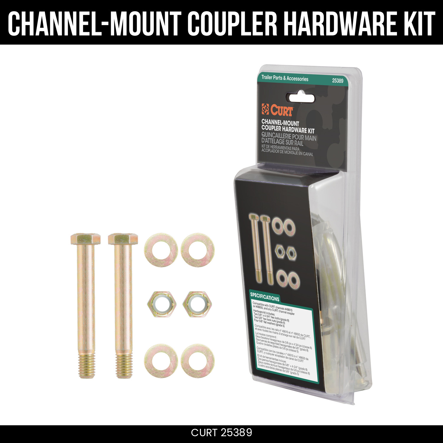 CURT Channel-Mount Adjustable Trailer Coupler Hardware Kit Replacement 25389