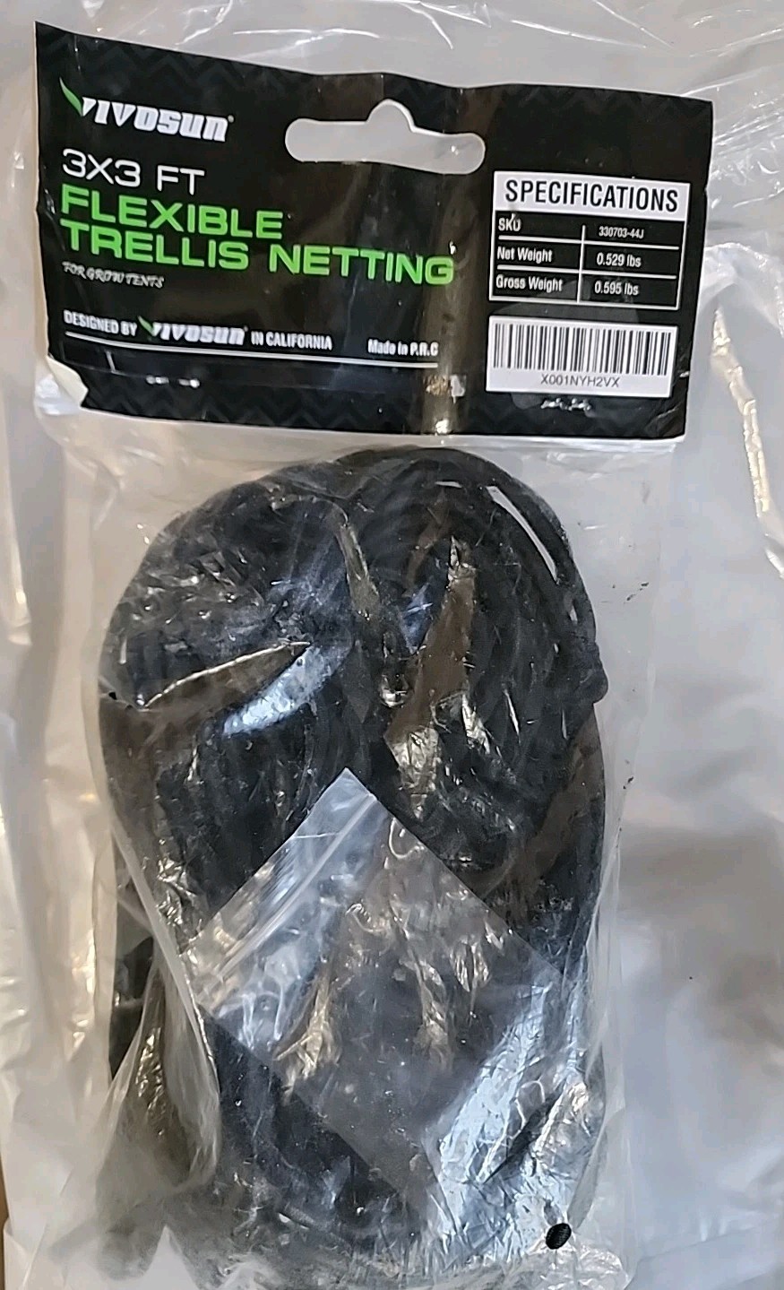 VIVOSUN 1-Pack 3x3FT Elastic Trellis Netting with Hooks for Grow Tents