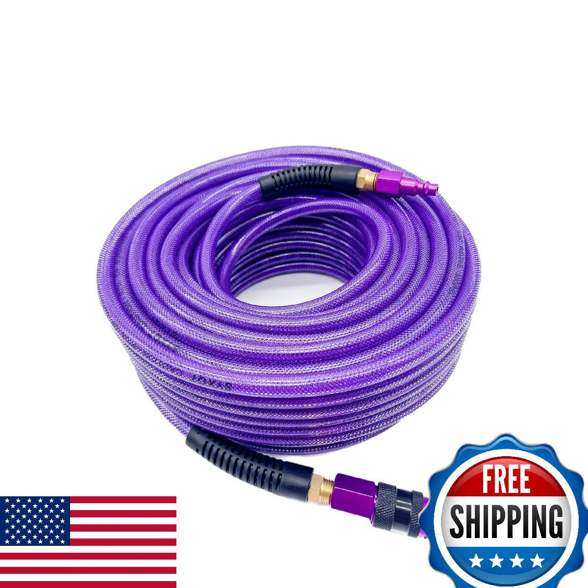 SYXQT PU 1/4" x 100FT Reinforced Air Hose w/ 1/4” Swivel, 300PSI