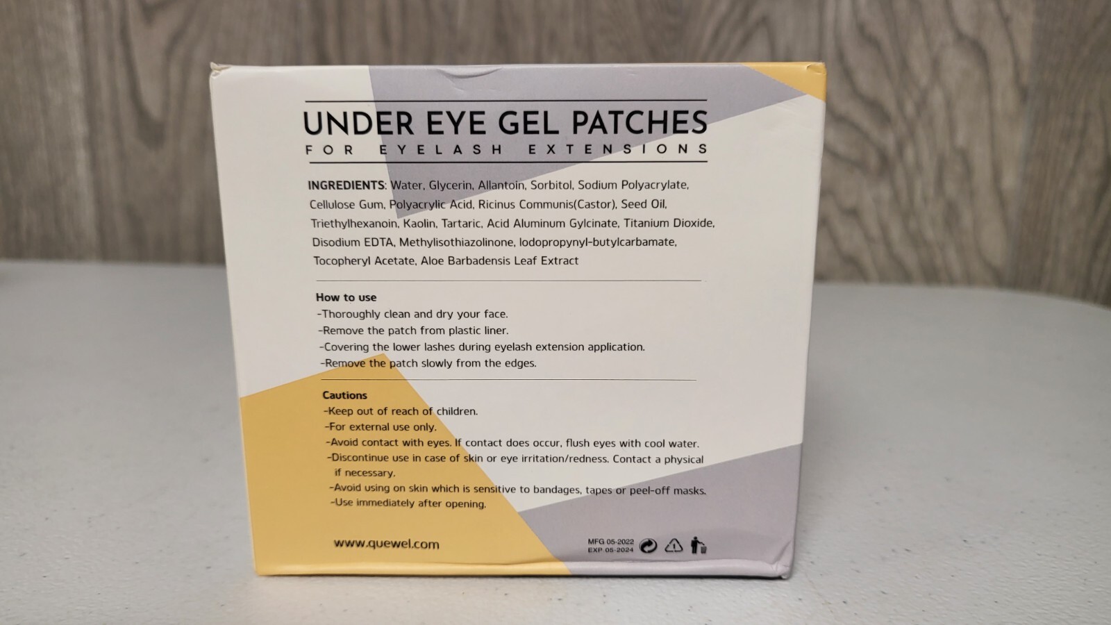 Quewel Hydrogel Eyepatch Eyepads Eyelash Extensions Style E 100 PAIRS Undereye