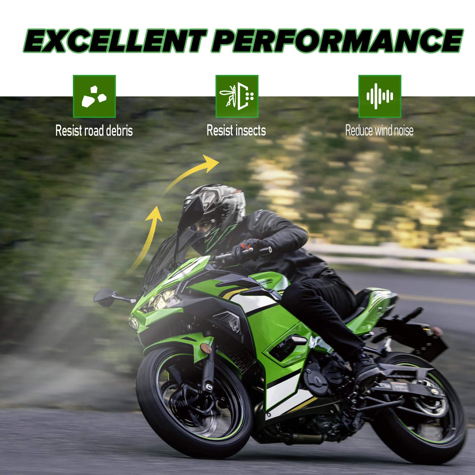 WOLFLINE ABS Windshield for Kawasaki Ninja 500 2024-2026 Windscreen Black