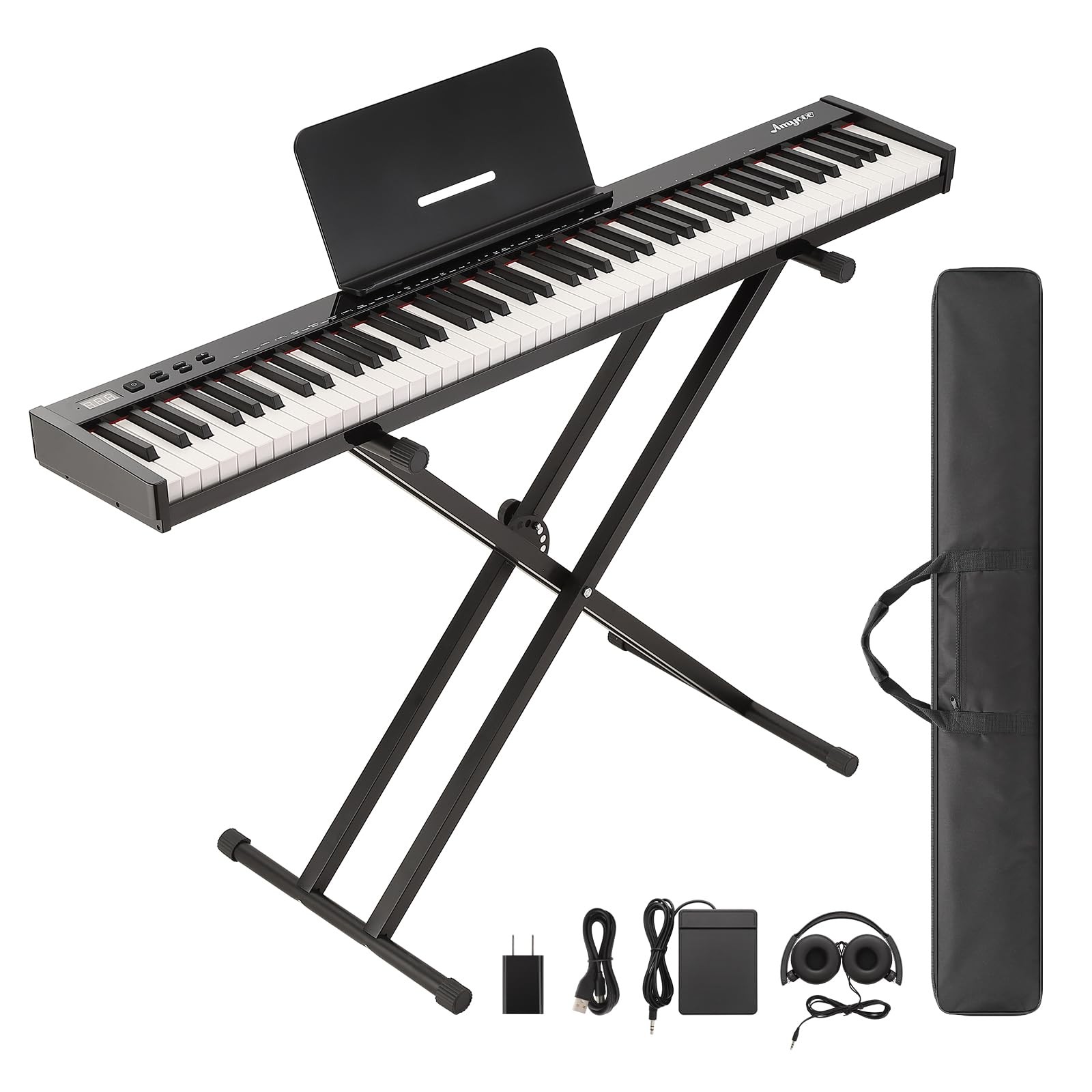 GAOMON Piano Keyboard 88 Keys Semi-weighted, Full-Size Full, Black with Stand