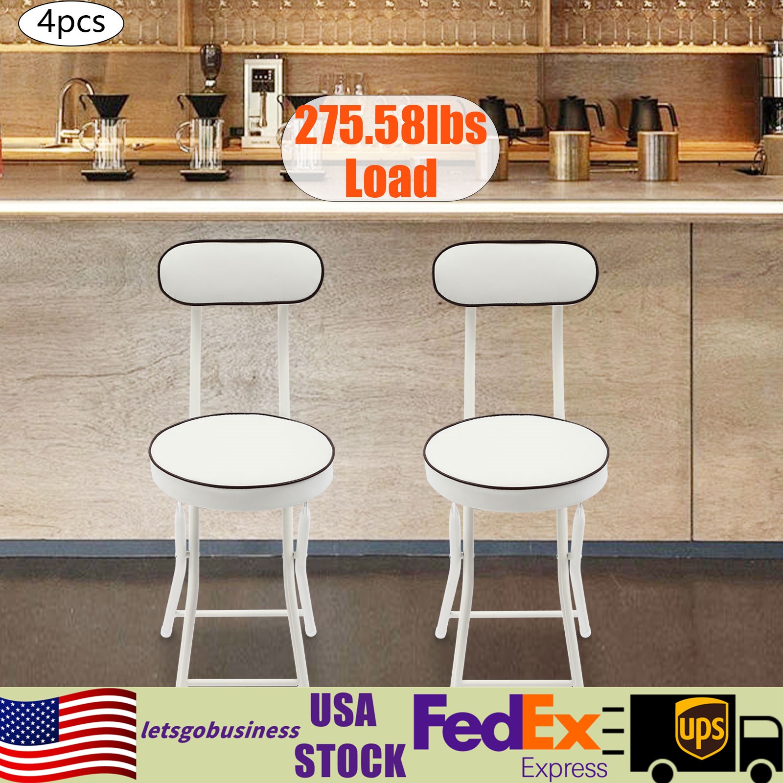 4pcs Upholstered Counter Stool Bar Stool Portable Folding Kitchen Dining Chair��