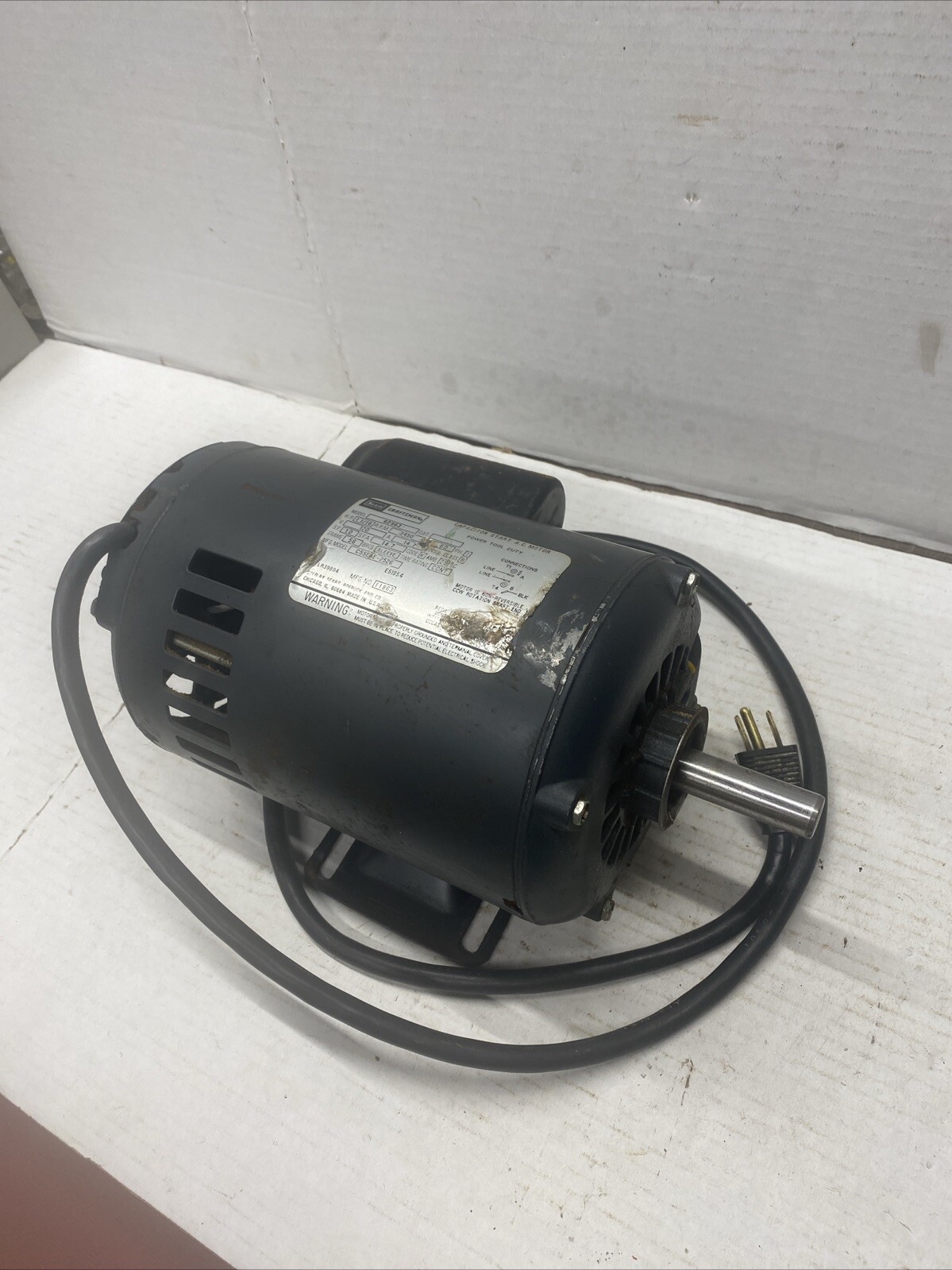 Craftsman Table Saw Flex Drive Motor Md 62963 RPM 3450 V 120 HP 1 1/16   Em-389