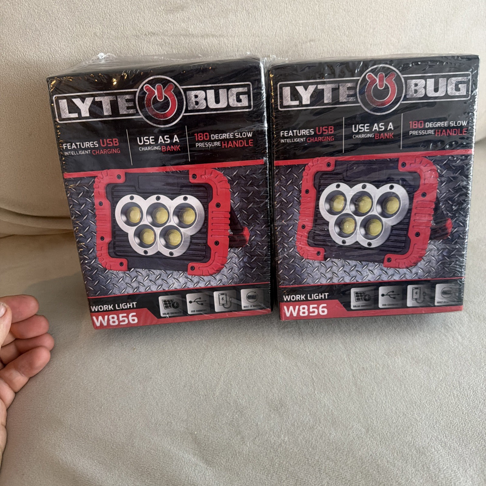 Lyte Bug Rechargeable, Charging Bank, 180° Handle Work Light W856 Two Pack