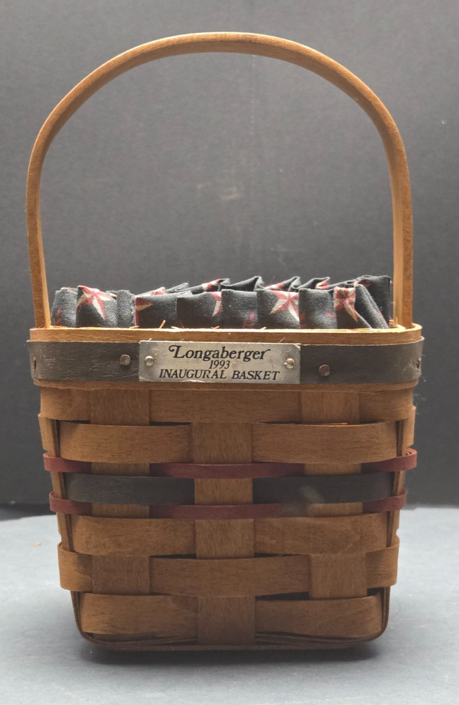 Longaberger 1992 Inaugural Basket w Original Patriotic Liner Handwoven USA