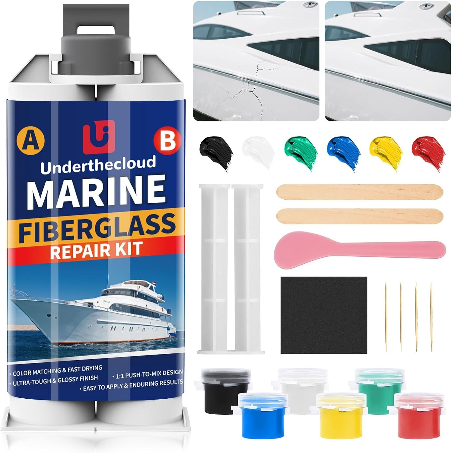 Fiberglass Boat Repair Kit(Color Match), Gel Coat Kit for Boats,...
