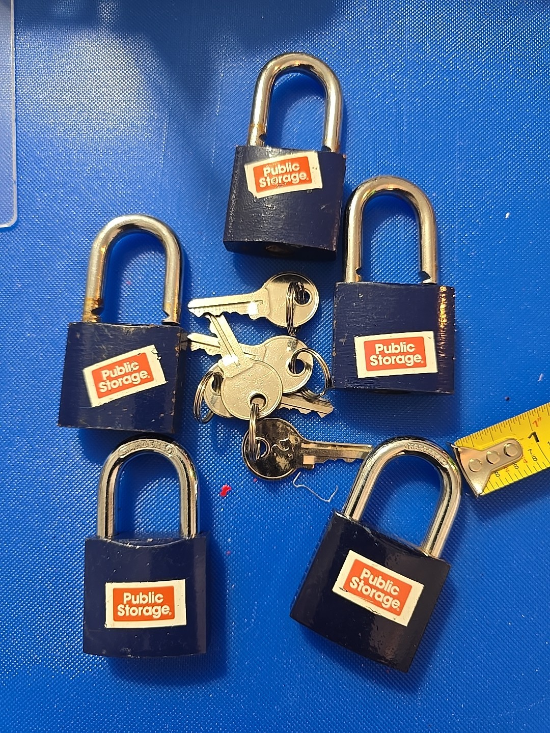 10 Blue Public Storage Padlock Lock + Key Hardened Stainless Steel Unit Locker