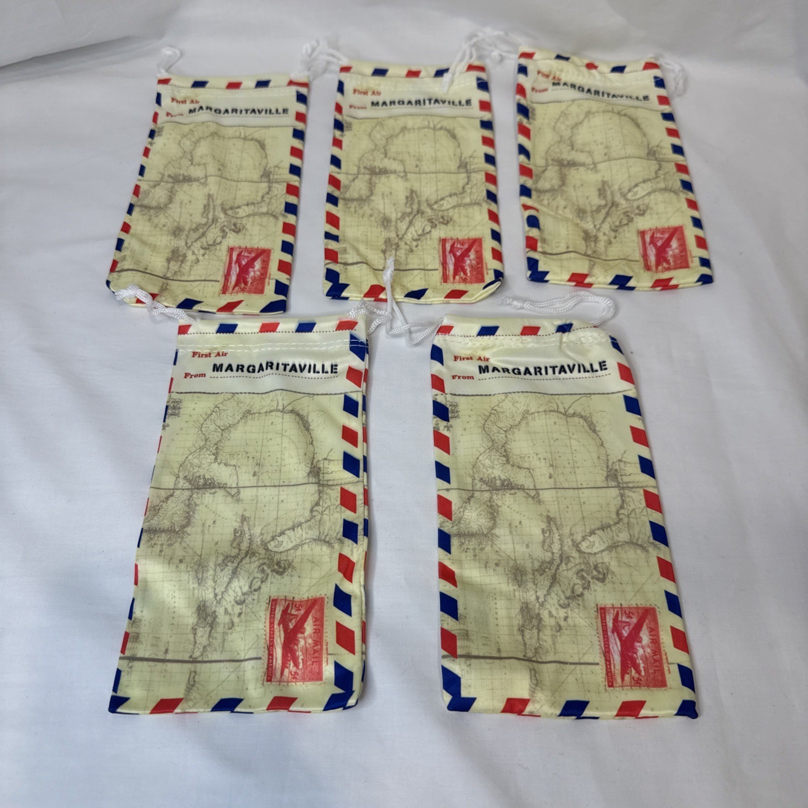 5 Pack MARGARITAVILLE Drawstring Sunglasses Case Microfiber  Cloth Soft Bag New