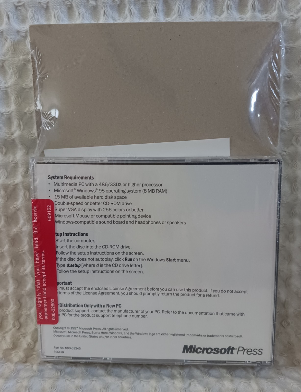 Microsoft Windows 95 CD plus Manual-For Distribution PC NEW Sealed