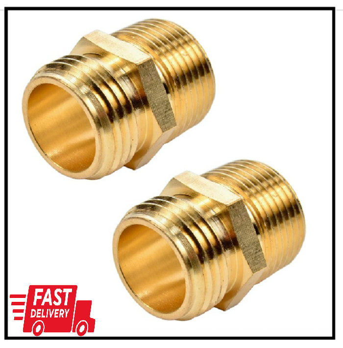 2 Pack 3/4" GHT to 3/4" NPT Male Connector, Brass Garden Hose Fitting, Male Hose