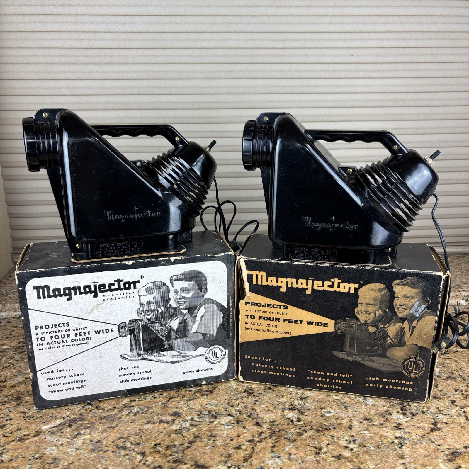Set of 2 VTG 1960s Magnajector Overhead Projector Rainbow Crafts Original TESTED