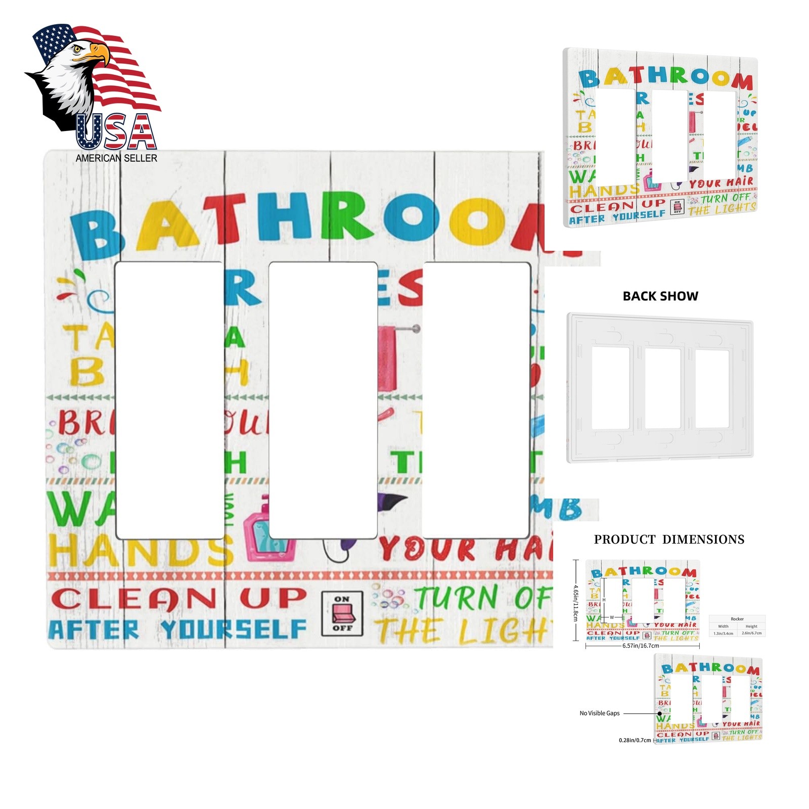 Artoadecs Toilet Rule 3 Gang Decorator Plate