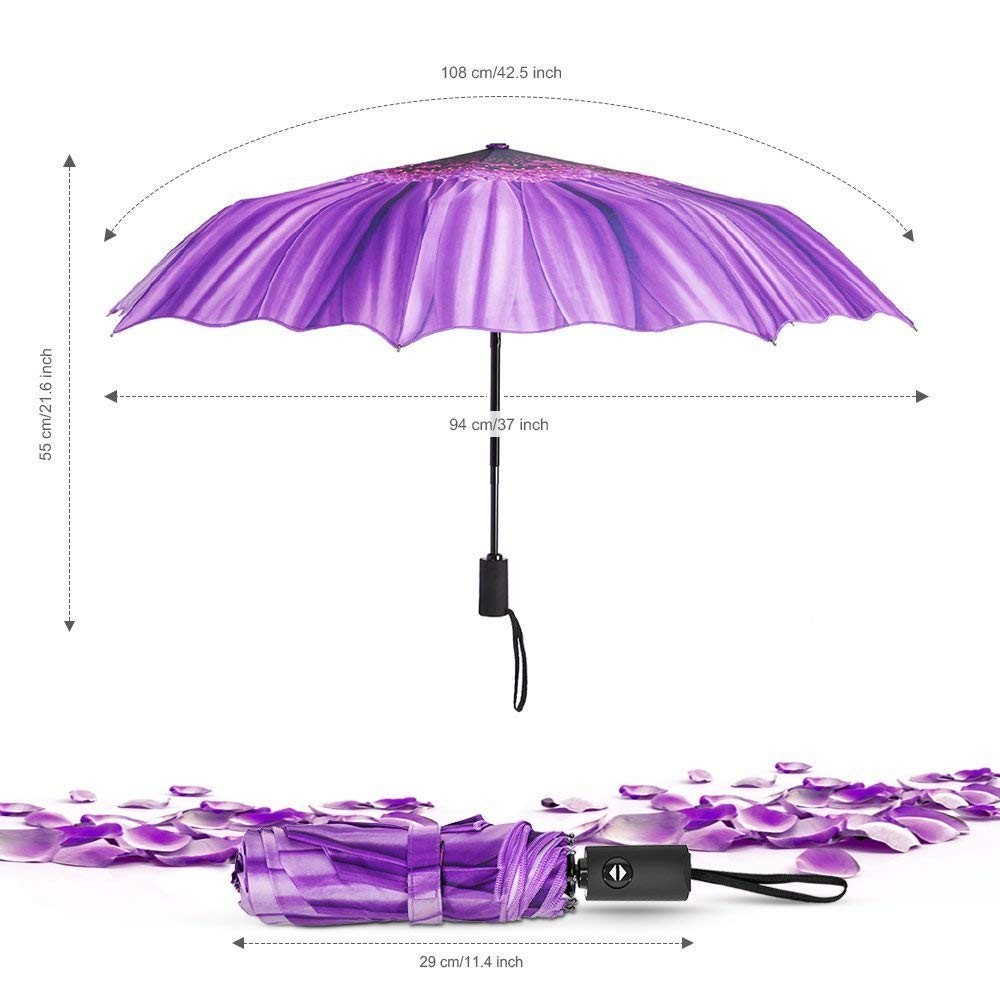 Windproof Travel Umbrellas - Lightweight Automatic Compact Folding Umbrellas ...
