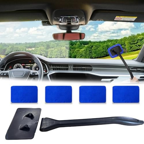 Windshield Cleaning Tool, Extendable Handle Car Window Cleaner with 4 Dark blue
