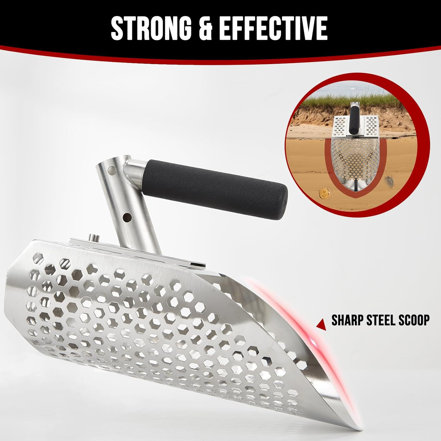 Sand Scoop for Metal Detecting, Stainless Steel Metal Detector Scoop, Metal Dete