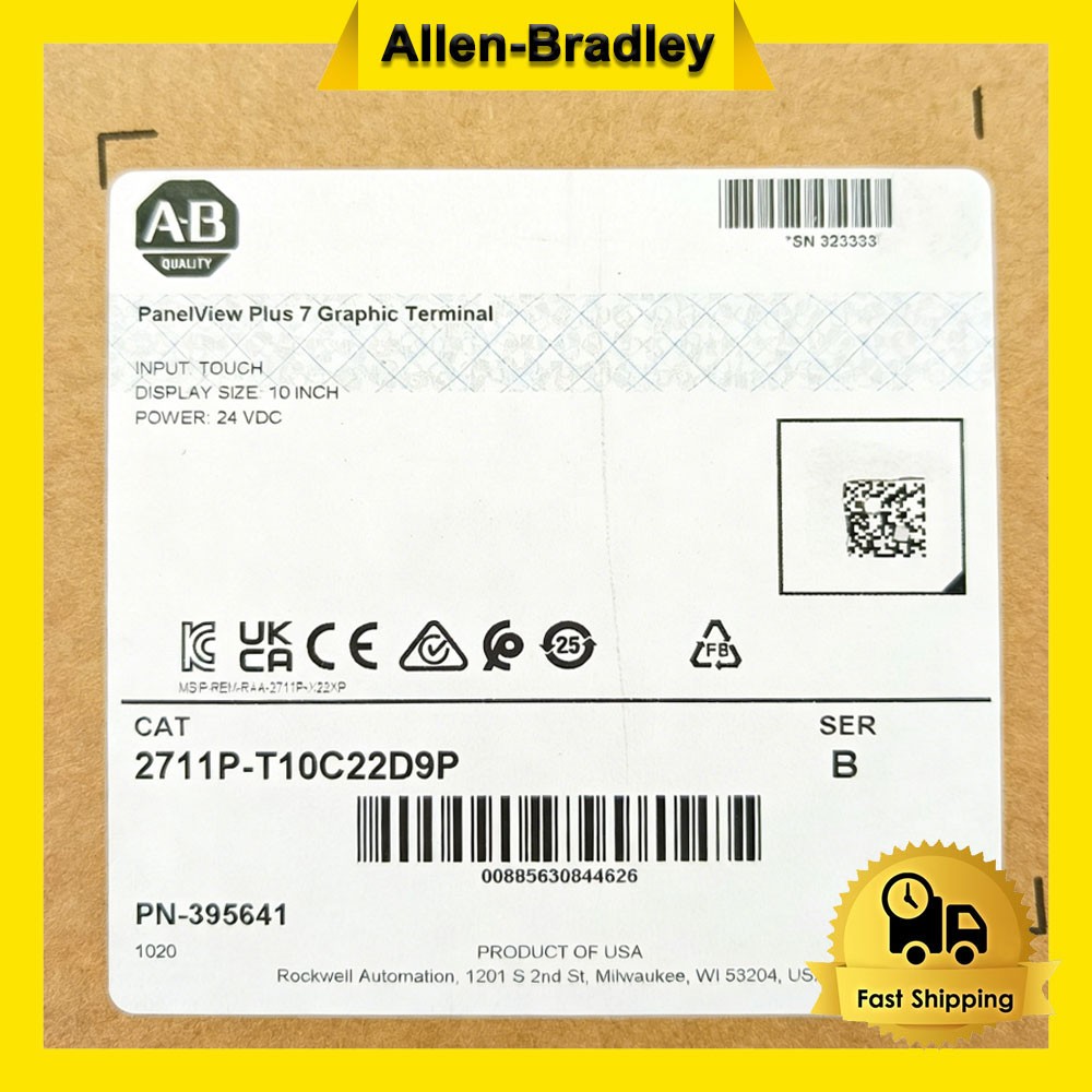 New AB 2711P-T10C22D9P SER B AB HMI PanelView Plus 7 Graphic 2711PT10C22D9P PLC