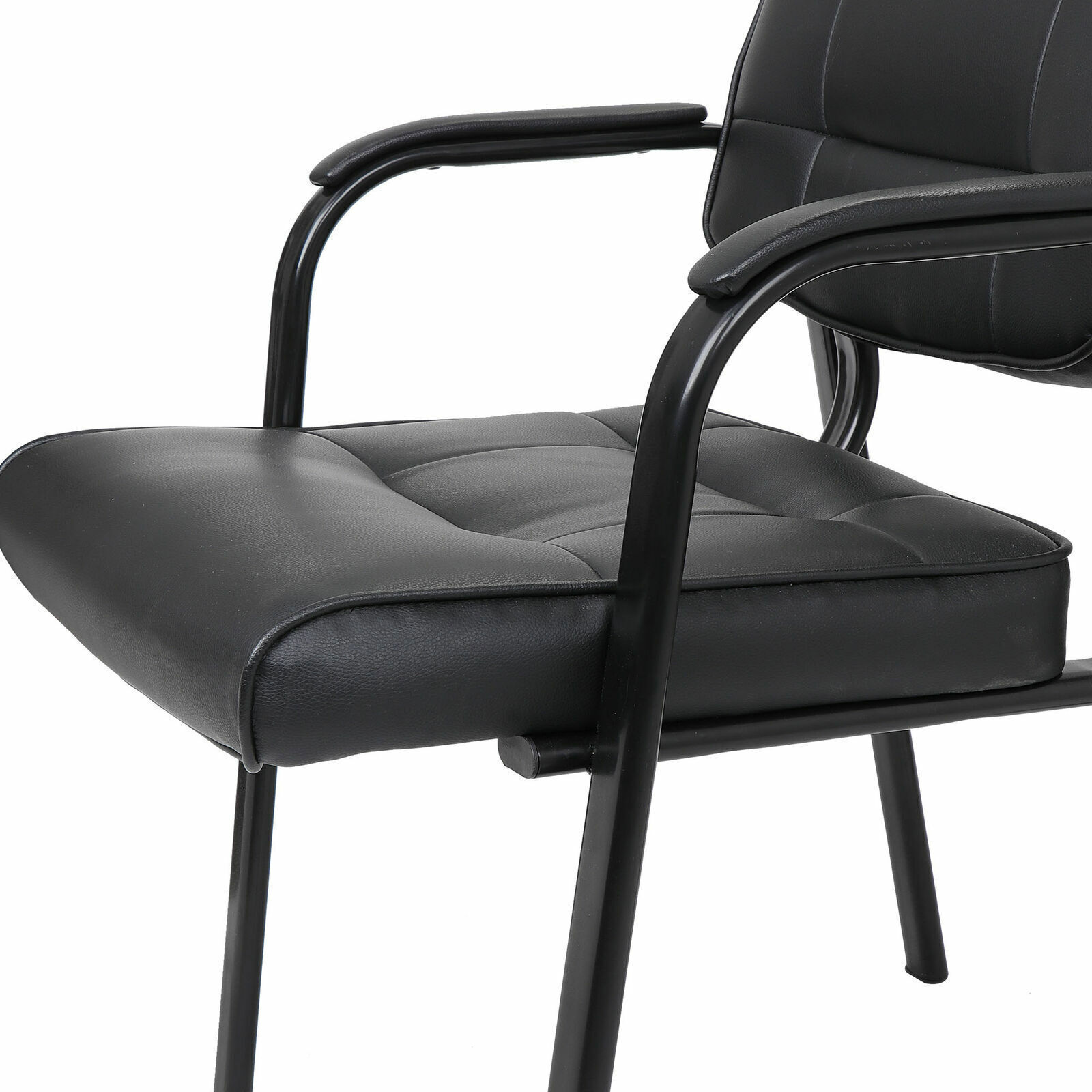 3PCS Classic Leather Guest Reception Waiting Room Office Desk Side Chairs Black