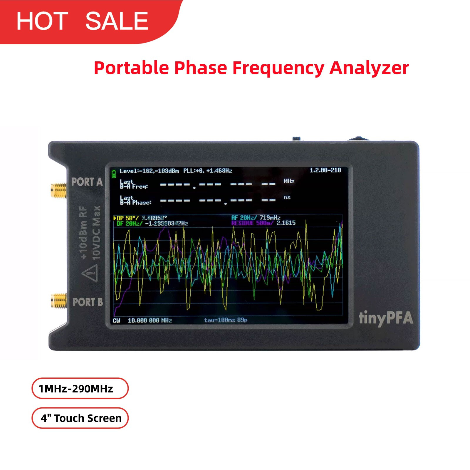 TinyPFA Portable Phase Frequency Analyzer 1MHz-290MHz with 4-inch Touch Screen